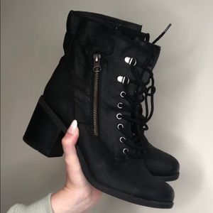 Black Heeled Combat Boot